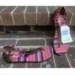 NEW TOMS BROWN LEATHER PLAYA SANDALS TRIBAL BOHO